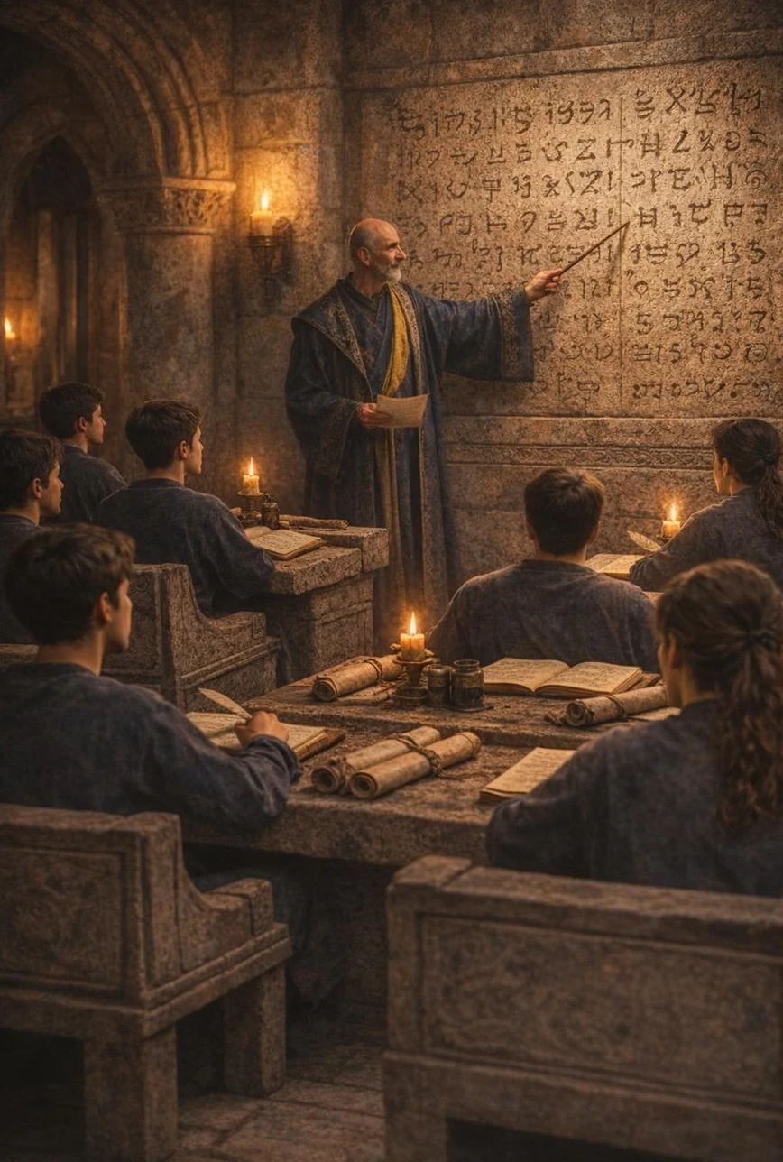 A Muadib teaching his pupils